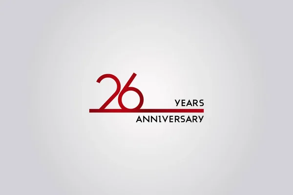 Anni Anniversario Celebrazione Logotipo Design Utilizzando Semplice Linea Rossa Font — Vettoriale Stock