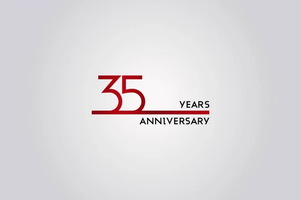 Years Anniversary Celebration Logotype Design Using Simple Red Line Font — Stock Vector