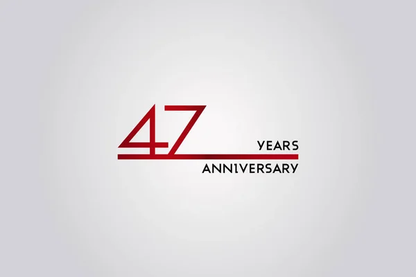 Anos Celebração Aniversário Logotipo Design Usando Fonte Linha Vermelha Simples —  Vetores de Stock