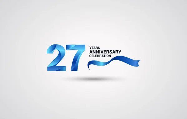 Logotipo Celebración Del Aniversario Años Con Cinta Color Azul Ilustración — Archivo Imágenes Vectoriales