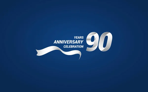Λογότυπο Εορτασμός Επετείου Χρόνια Λευκό Χρώμα Κορδέλα Εικονογράφηση Διάνυσμα Μπλε — Διανυσματικό Αρχείο