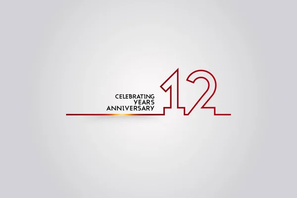 12年周年纪念标识与红色色的字体数字做了一连接的线 媒介例证隔绝在白色背景为公司庆祝事件 — 图库矢量图片