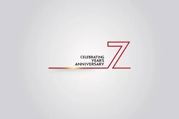7年周年纪念标识与红色色的字体数字做了一连接的线 媒介例证隔绝在白色背景为公司庆祝事件 — 图库矢量图片