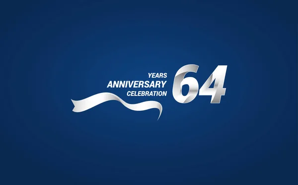 Логотип Празднования Летнего Юбилея Белой Лентой Векторная Иллюстрация Синем Фоне — стоковый вектор
