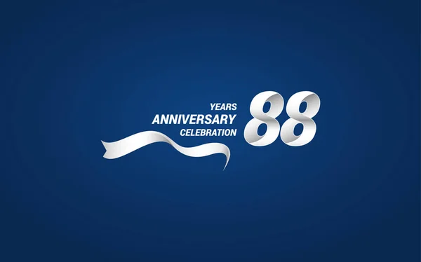 Χρόνια Εορτασμού Επετείου Λογότυπο Λευκό Χρώμα Κορδέλα Εικονογράφηση Διάνυσμα Μπλε — Διανυσματικό Αρχείο