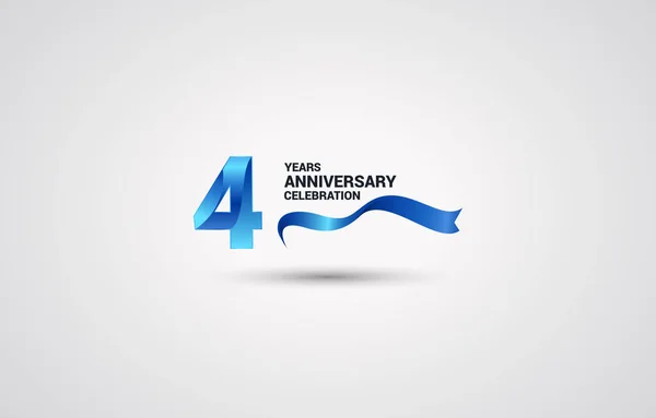 Logotipo Celebración Del Aniversario Años Con Cinta Color Azul Ilustración — Archivo Imágenes Vectoriales