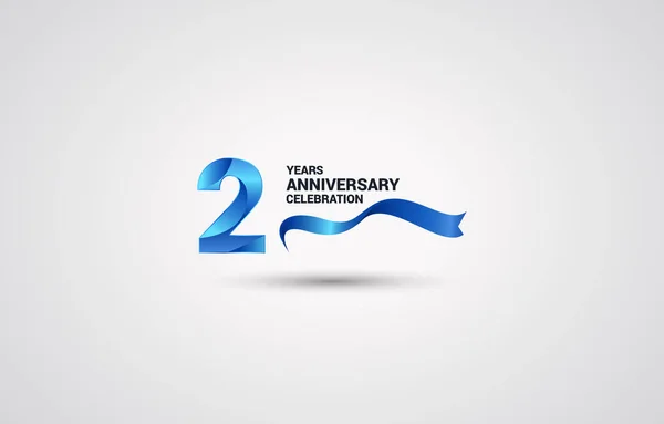 Years Anniversary Celebration Logotype Blue Colored Ribbon Vector Illustration White — Stock Vector