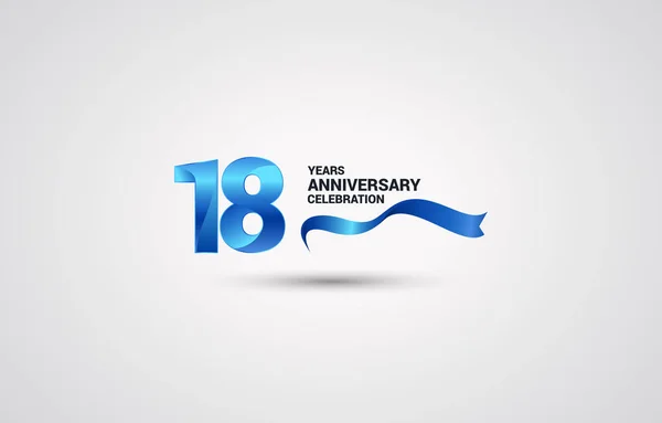 Años Aniversario Logotipo Celebración Con Cinta Color Azul Vector Ilustración — Vector de stock