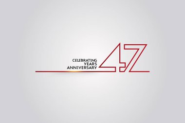 47 yıl yıldönümü logo kırmızı renkli yazı tipi numaraları bir bağlantılı çizgi, vektör illüstrasyon izole için şirket kutlama olay, beyaz arka plan üzerinde yapılan doğum günü