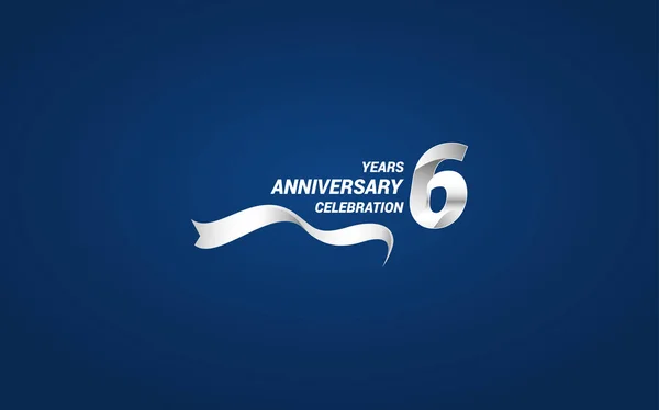 Years Anniversary Celebration Logotype White Colored Ribbon Vector Illustration Blue — Stock Vector