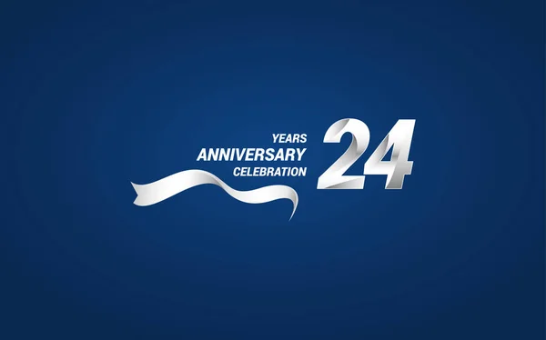 Years Anniversary Celebration Logotype White Colored Ribbon Vector Illustration Blue — Stock Vector