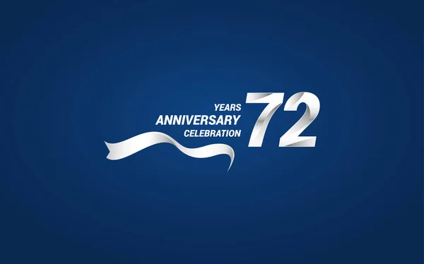 Логотип Празднования Летнего Юбилея Белой Лентой Векторная Иллюстрация Синем Фоне — стоковый вектор