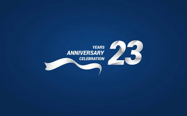 Anni Anniversario Celebrazione Logotipo Con Nastro Bianco Colorato Illustrazione Vettoriale — Vettoriale Stock
