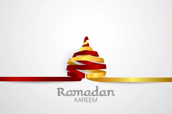 Ramadan Kareem Saudação Card Vector Ilustração Com Uma Fita Que — Vetor de Stock