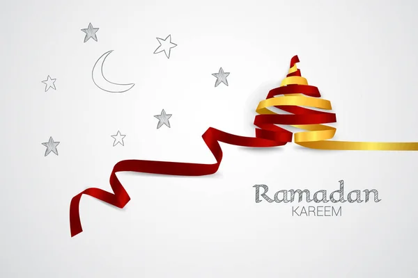 Ramadan Kareem Saudação Card Vector Ilustração Com Uma Fita Que — Vetor de Stock