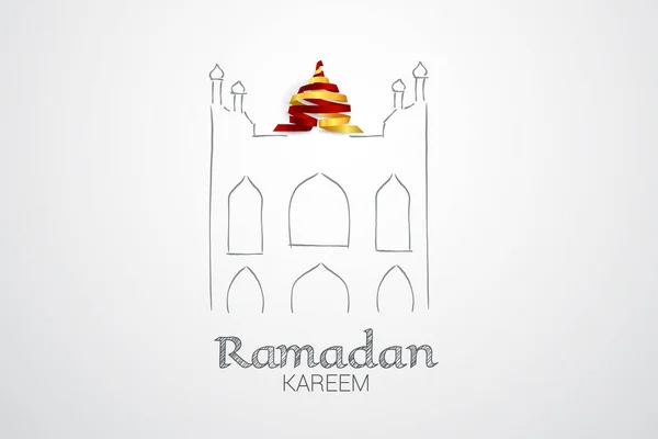 Ramazan Kareem Kartı Kağıt Kesme Tasarım Tarzı Tebrik Kartı Veya — Stok Vektör