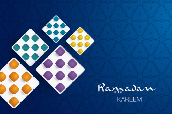 Cartão Ramadan Kareem Estilo Design Corte Papel Vetor Ilustração Para — Vetor de Stock