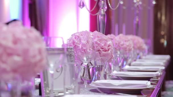 Ensemble de table pour une fête d'événement ou une réception de mariage — Video