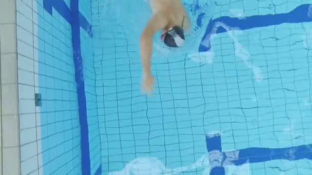 Hombre nadando en la piscina — Vídeos de Stock