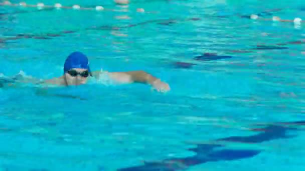 Man Swimming in Pool — Stock Video