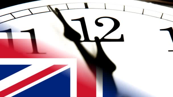 Brexit, EU und GB Flagge und Uhr — Stockvideo