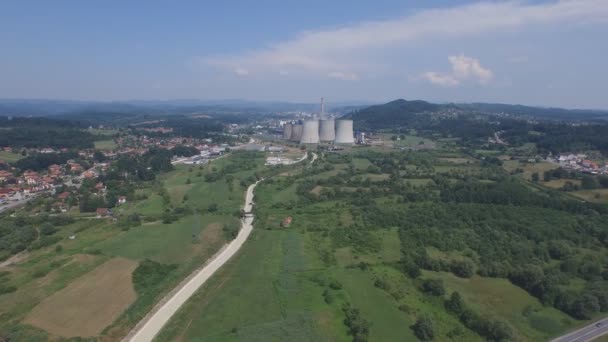 Tepelná elektrárna Tuzla, Bosna a Hercegovina, letecké záběry — Stock video