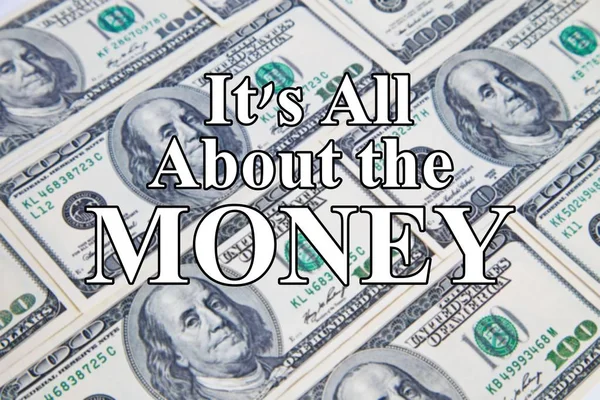 Arrière-plan dollar avec message C'est tout sur l'argent — Photo