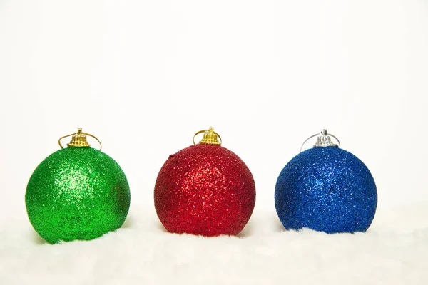 Christmas decoration ball on white background with text — Stock Photo, Image