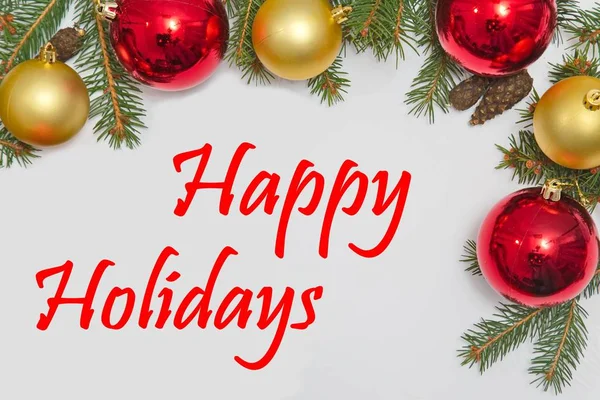 Kerstdecoratie met tekst Happy Holidays — Stockfoto