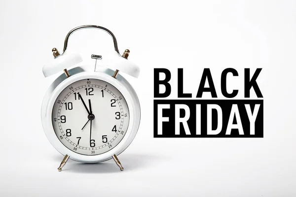 Vieille horloge blanche avec texte BLACK FRIDAY SALE Image En Vente