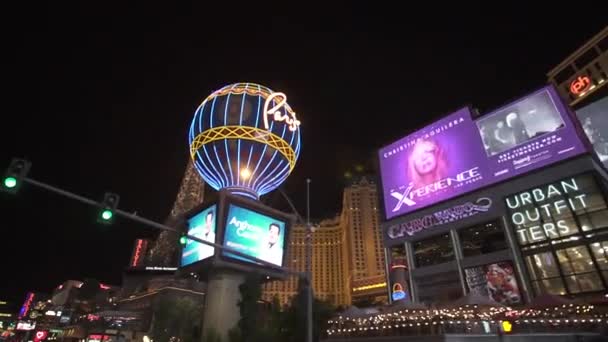 Las Vegas Września 2019 Zobacz Nocne Neonowe Iluminacje Słynnego Hotelu — Wideo stockowe