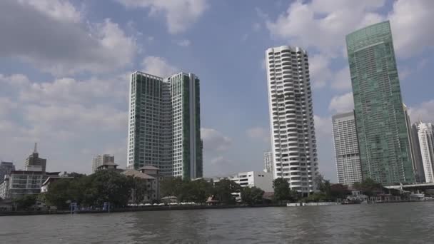 Μπανγκόκ Ταϊλάνδη Δεκεμβρίου 2019 Ταξιδεύοντας Δημόσια Βάρκα Chao Phraya River — Αρχείο Βίντεο