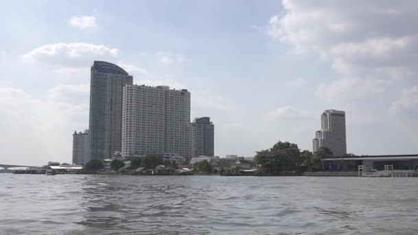 Μπανγκόκ Ταϊλάνδη Δεκεμβρίου 2019 Ταξιδεύοντας Δημόσια Βάρκα Chao Phraya River — Αρχείο Βίντεο