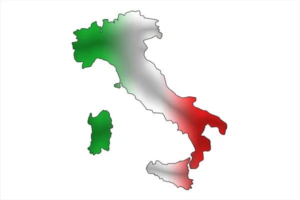 Mappa Italiana Del Confine Stato Con Colori Della Bandiera Sfondo — Foto Stock