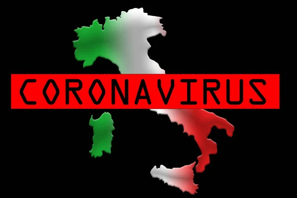 Italienische Landkarte Mit Flaggenfarben Und Text Corona Virus — Stockfoto