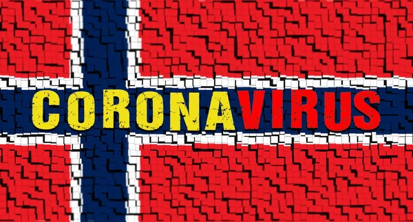 带有挪威国旗的Corona病毒名称 — 图库照片