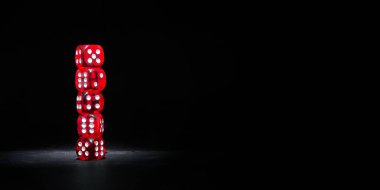 kırmızı siyah bir arka plan üzerine kumar için dices