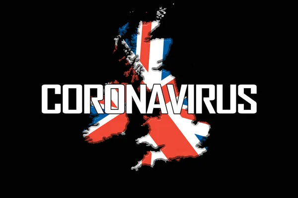 Großbritannien Karte Mit Flaggenfarben Und Coronavirus Warnung — Stockfoto