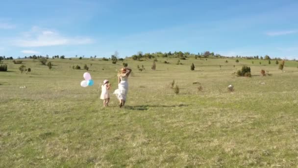 Mutlu Genç Anne Kız Doğa Parkında Eğleniyorlar — Stok video