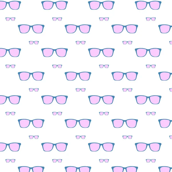 Hipster Muster Mit Rosa Blauer Brille Auf Weißem Hintergrund — Stockvektor