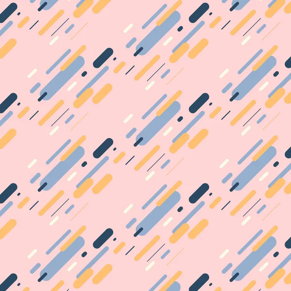 Hippi moda memphis desen süsleme pembe bir arka plan üzerinde mavi sarı beyaz çizgili