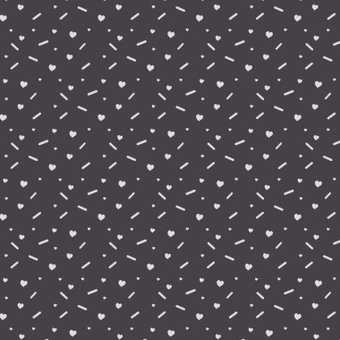 Desen hipster moda süsleme beyaz çizgi ve koyu arka plan üzerinde beyaz kalp ile