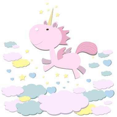 Tek boynuzlu at Fairytale bulut