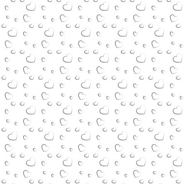 Beyaz arka planda siyah çizgi kalpli vektör desen süsleme