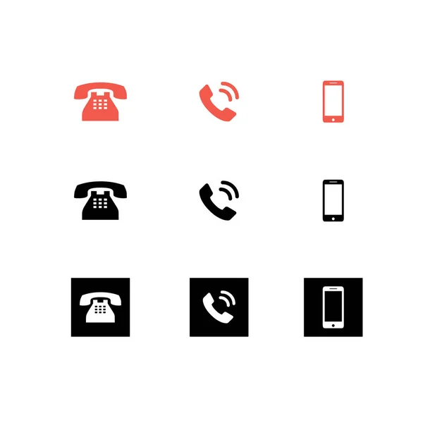 Vektör siyah ve kırmızı simge telefon için web kullanıcı arabirimi Ux