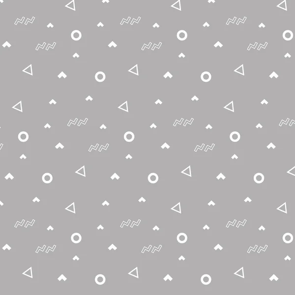 Hippi moda model memphis süsleme beyaz daire Beyaz üçgen ve beyaz ve beyaz köşe gri arka plan üzerinde