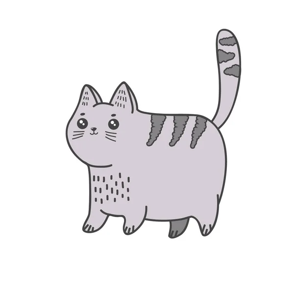 Gato Giro Ilustração Mão Livre Cor Vetorial Estilo Doodle — Vetor de Stock