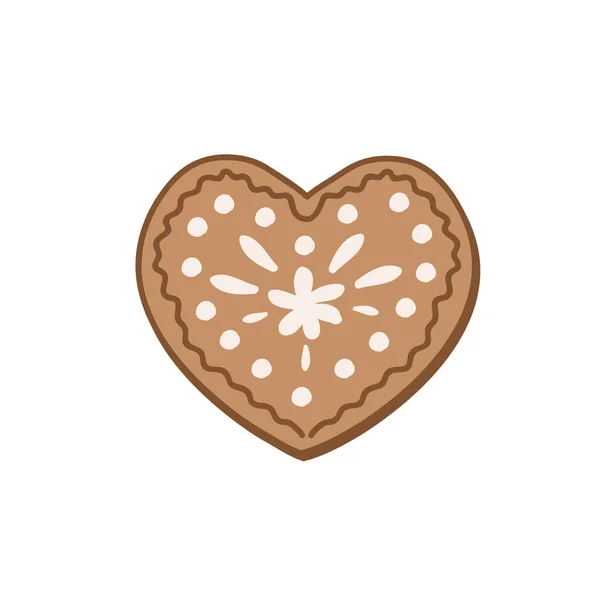 Μπισκότο Μελόψωμο Σχήμα Καρδιάς Χρωματική Διανυσματική Απεικόνιση Χέρι Χριστουγεννιάτικη Γλύκα — Διανυσματικό Αρχείο