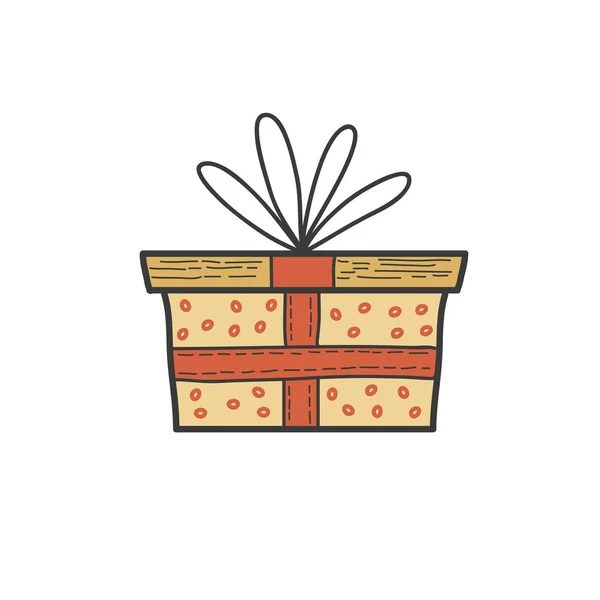 Dibujo Caja Regalo Ilustración Dibujada Mano Color Vectorial Estilo Doodle — Archivo Imágenes Vectoriales