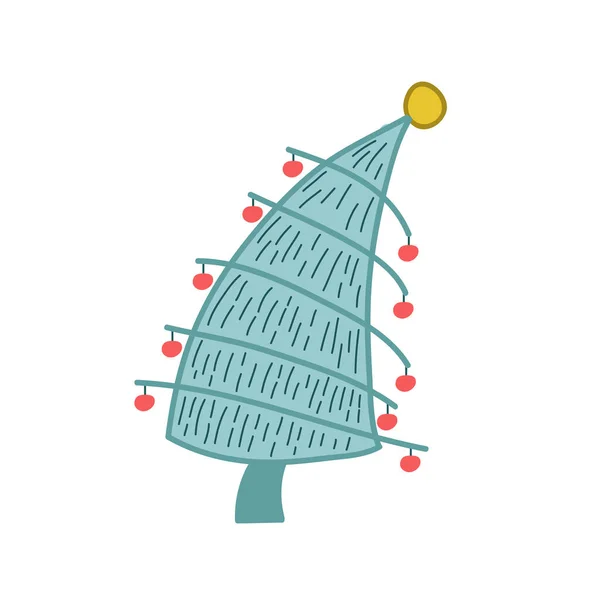 Árbol Navidad Estilizado Dibujo Color Vectorial Mano Ilustración Estilo Doodle — Archivo Imágenes Vectoriales